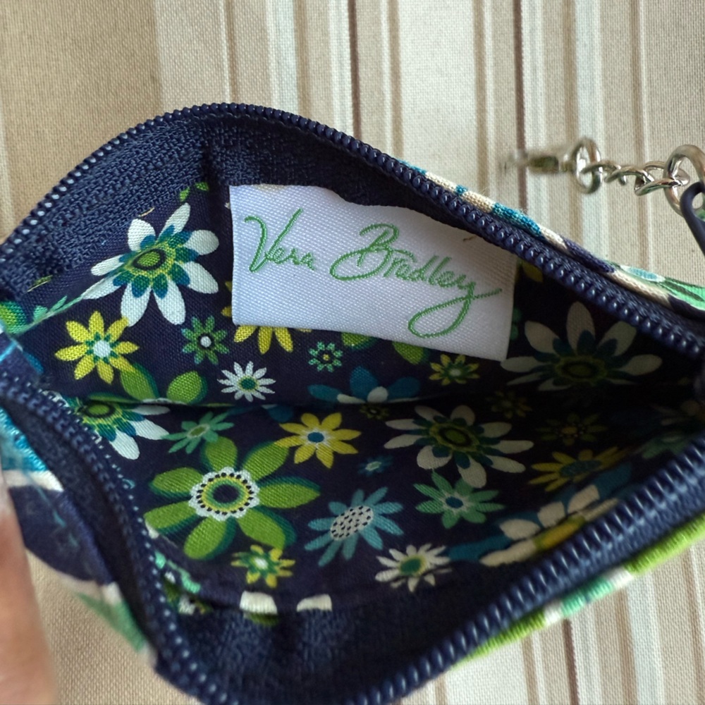 Vera Bradley Navy and Green Floral Coin Pouch - Picture 2 of 5